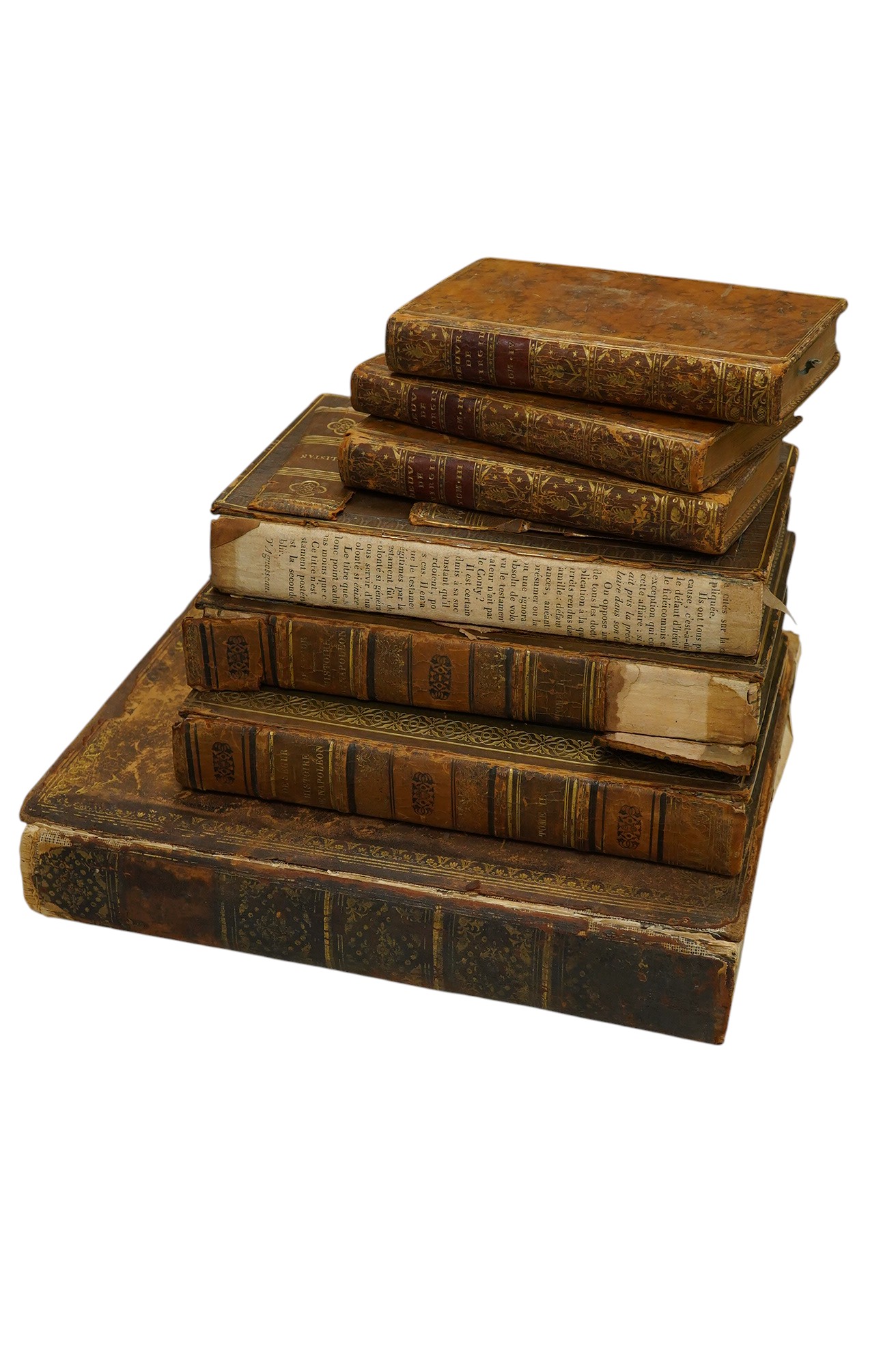 [?Gaudin, L'Abbé] - Gulistan, ou le Jardin des Roses, traduit de Saady ... engraved title device and headpiece decoration; old gilt ruled calf (distressed). Paris: Chez Volland, 1791; Segur, Comte de - Histoire de Napole
